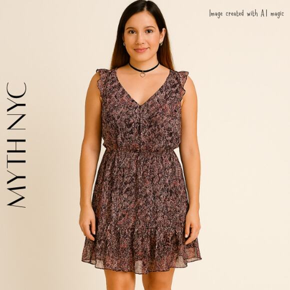 MYTH NYC Sleeveless Ruffle Mini Dress, M - Picture 1 of 10